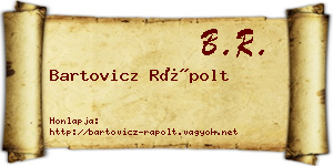Bartovicz Rápolt névjegykártya